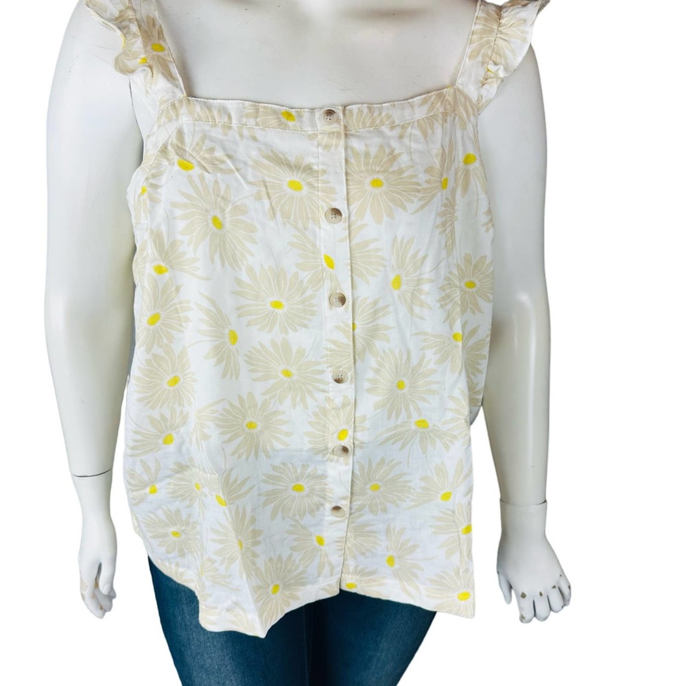 New Torrid Womans Sz 5 5X Plus Ruffle Button Front Tank Daisy Floral NWT - Picture 6 of 8